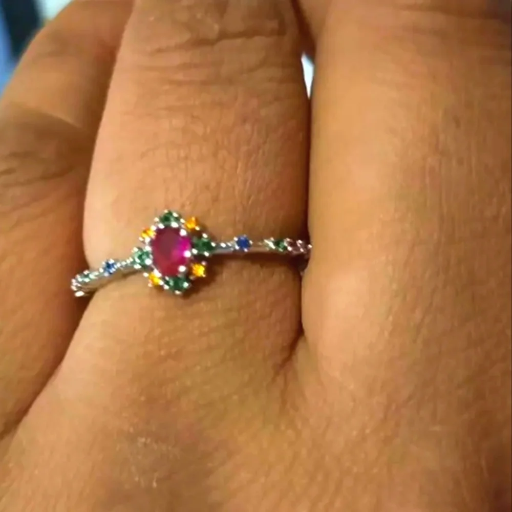Sterling Silver Multicolor Gemstone Ring